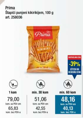 Prima Štapići punjeni kikirikijem, 100 g