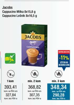 Jacobs Cappuccino Milka 8x15,8 g / Cappuccino Lešnik 8x16,5 g