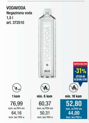 VODAVODA Negazirana voda 1,5 l