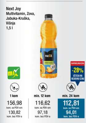 Next Joy Multivitamin, Zova, Jabuka-Kruška, Višnja 1,5 l