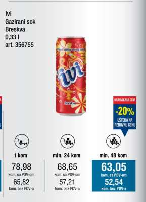 Ivi Gazirani sok Breskva 0,33 l