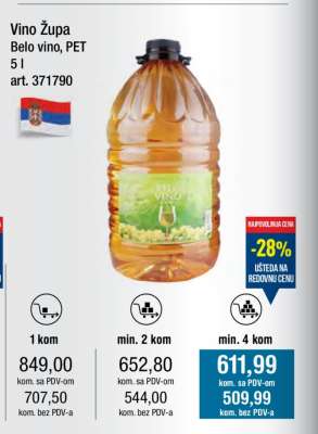 Vino Župa Belo vino, PET 5 l