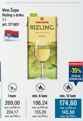 Vino Župa Rizling u briku 1 l