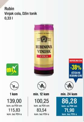 Rubin Vinjak cola, Džin tonik