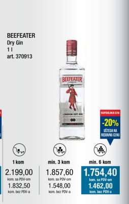 BEEFEATER Dry Gin 1 l