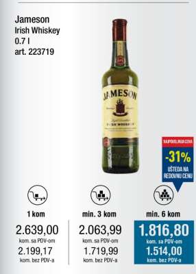 Jameson Irish Whiskey 0.7 l