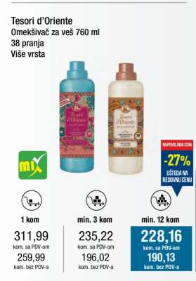 Tesori d'Oriente Omekšivač za veš, 760 ml