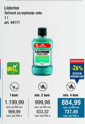 Listerine Tečnost za ispiranje usta 1L