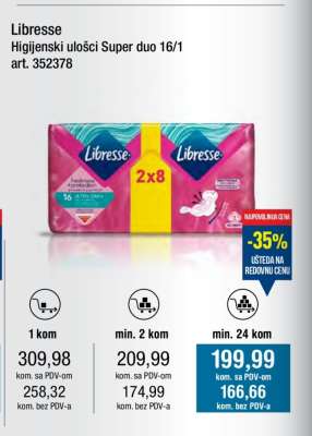 Libresse Higijenski ulošci Super duo 16/1
