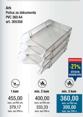 Ark Polica za dokumenta PVC 360 A4