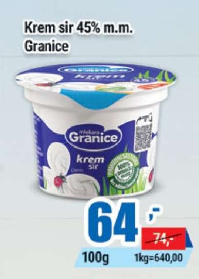 Krem sir 45% m.m. Granice