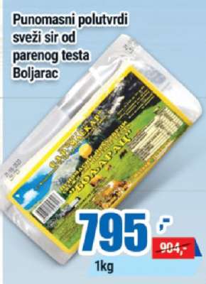 Punomasni polutvrdi sveži sir od parenog testa Boljarac