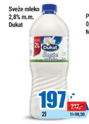 SVEŽE MLEKO 2.8 % m.m. Dukat