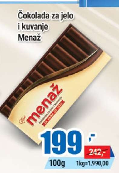Čokolada za jelo i kuvanje Menaž