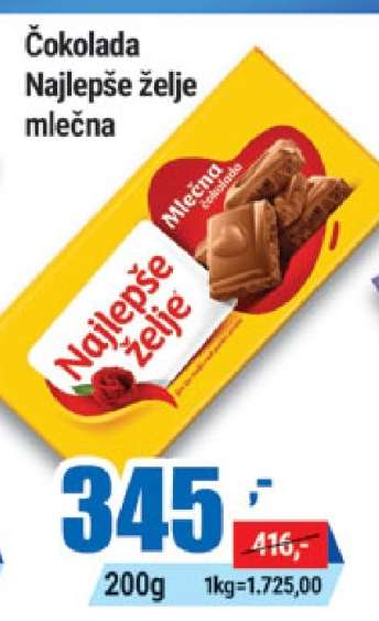 Čokolada Najlepše želje mlečna