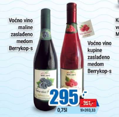 Voćno vino kupine zaslađeno medom Berrykop-s