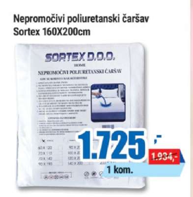 Nepromočivi poliuretanski čaršav Sortex 160X200cm
