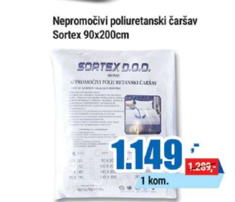 Nepromočivi poliuretanski čaršav Sortex 90x200cm