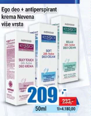 Ego deo + antiperspirant krema Nevena