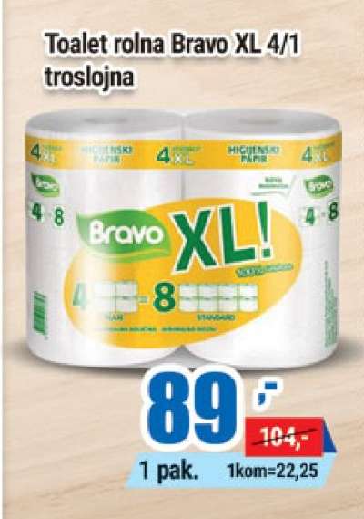 Toalet rolna Bravo XL 4/1 troslojna