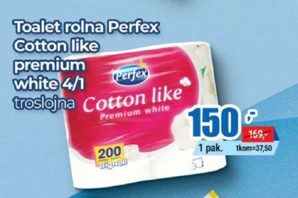 Toalet rolna Perfex Cotton like premium white 4/1 troslojna
