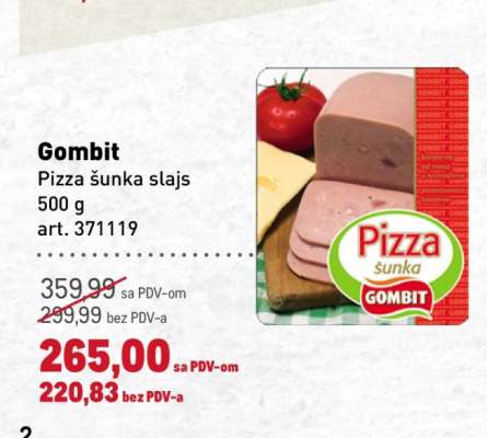 Gombit Pizza šunka slajs