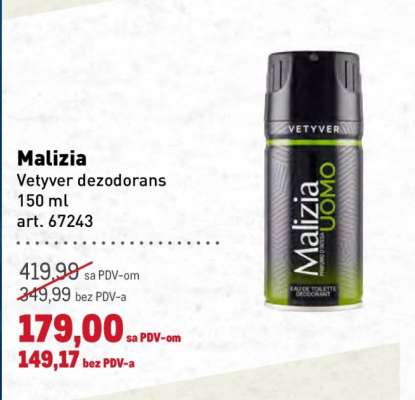 Malizia Vetyver dezodorans