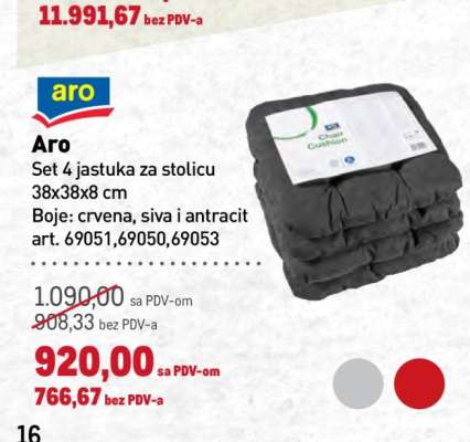 Aro Set 4 jastuka za stolicu 38x38x8 cm