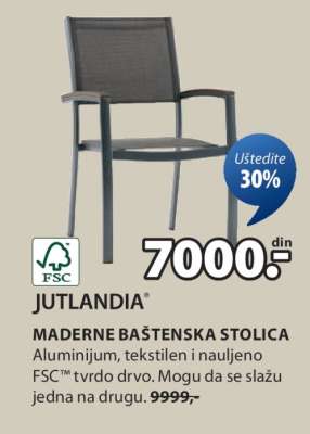 JUTLANDIA MADERNE BAŠTENSKA STOLICA
