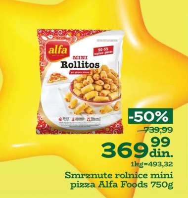 Smrznute rolnice mini pizza Alfa Foods 750g