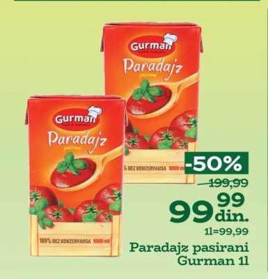 Paradajz pasirani Gurman 1l