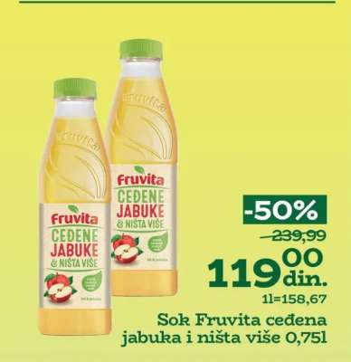 Sok Fruvita ceđena jabuka i ništa više 0,75l