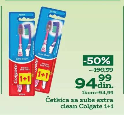 Četkica za zube extra clean Colgate 1+1