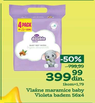 Vlažne maramice baby Violeta badem 56x4