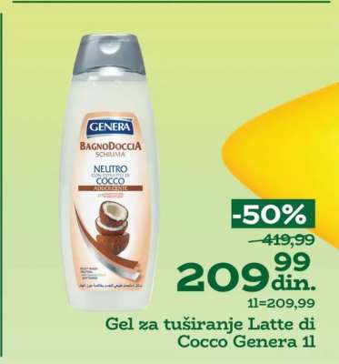 Gel za tuširanje Latte di Cocco Genera 1l