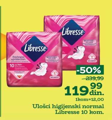 Ulošci higijenski normal Libresse 10 kom.