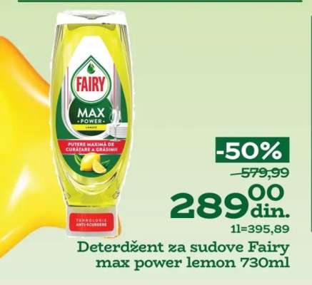 Deterdžent za sudove Fairy max power lemon 730ml