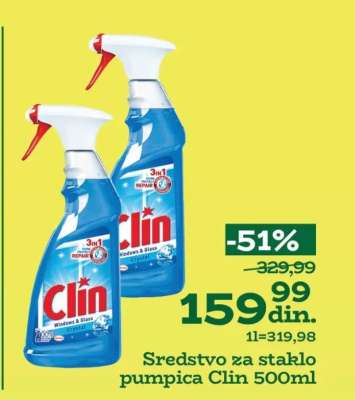 Sredstvo za staklo pumpica Clin 500ml