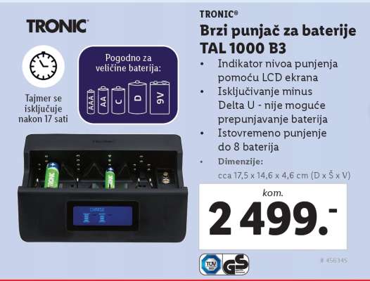 TRONIC Brzi punjač za baterije TAL 1000 B3