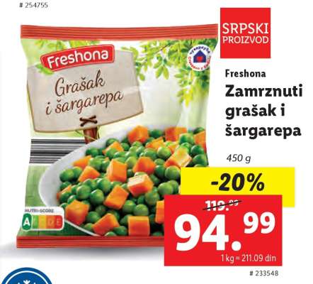 Freshona Zamrznuti grašak i šargarepa