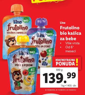 Lino Frutolino bio kašica za bebe