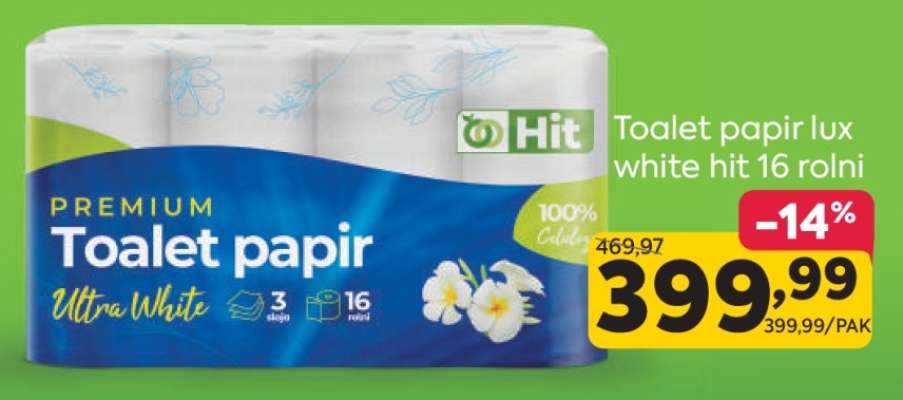 Toalet papir lux white hit 16 rolni