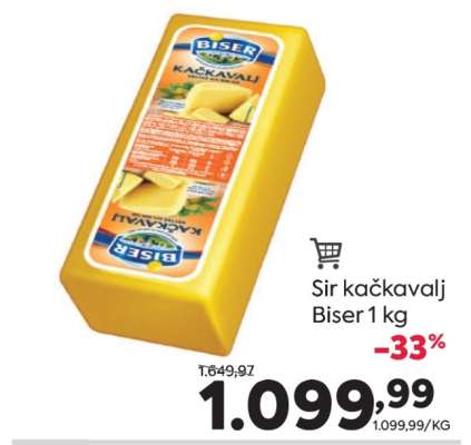 Sir kačkavalj Biser 1 kg