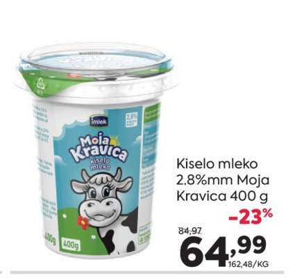 Kiselo mleko 2.8%mm Moja Kravica 400 g