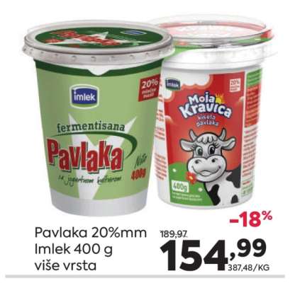 Pavlaka 20%mm Imlek 400 g više vrsta