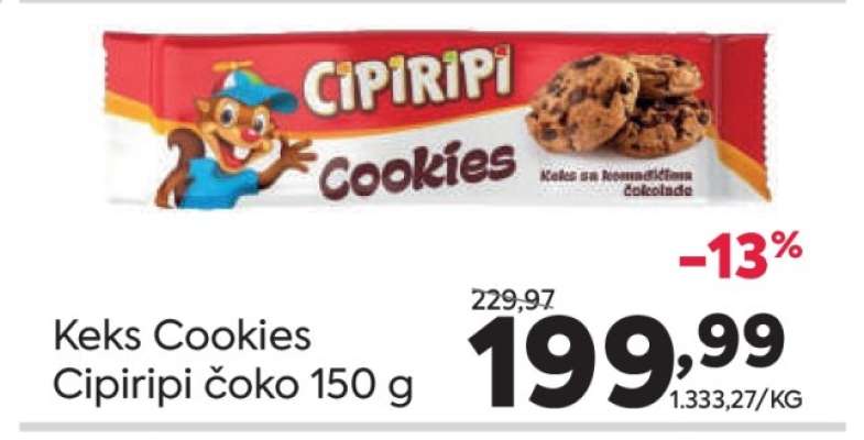 Keks Cookies Cipiripi čoko 150 g