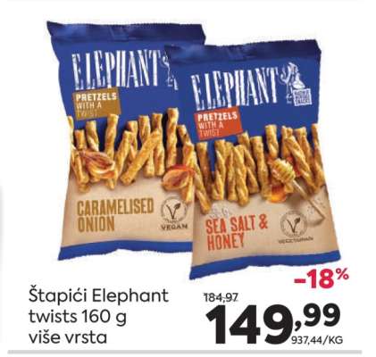 Štapići Elephant Twists 160 g