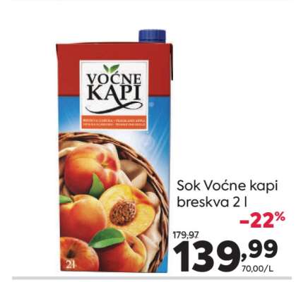Sok Voćne kapi breskva 2 l