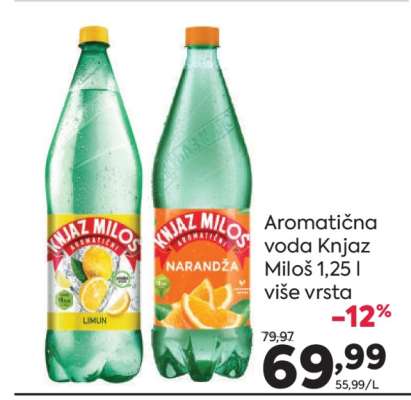 Aromatična voda Knjaz Miloš 1,25 l više vrsta