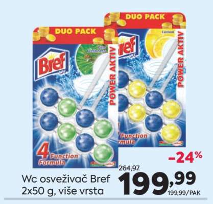 Wc osvěživač Bref 2x50 g, více vrsta